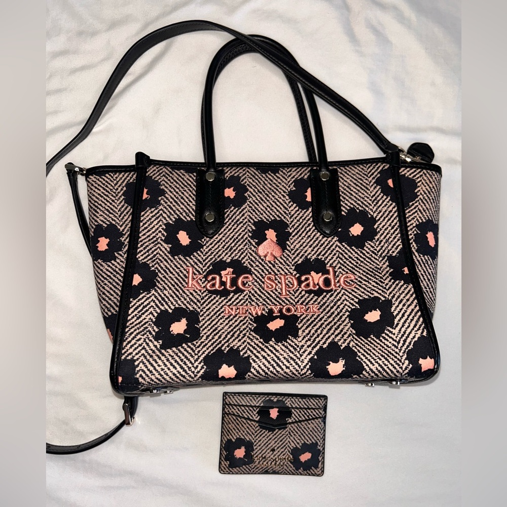 kate spade Black and Pink Floral Tote - Picture 3 of 10